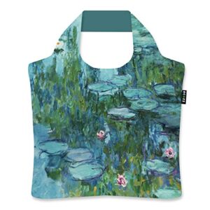 ecozz Water Lilies - Claude Monet, rPET, OEKO-TEX, plegable, bolsa de la compra con cremallera, reutilizable, bolsa de transporte, bolso de mano, bolsa de playa