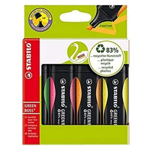 Marcador fluorescente GREEN BOSS - Estuche con 4 colores