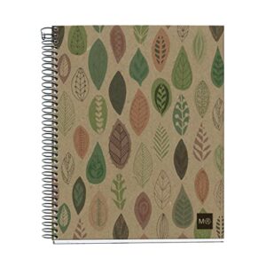 Miquelrius - Cuaderno 100% Reciclado, 4 Franjas de Color, A5, 120 Hojas Cuadriculadas 5 mm, Papel 80 g, 2 Taladros, Cubierta de Cartón Reciclado, Diseño Ecohojas